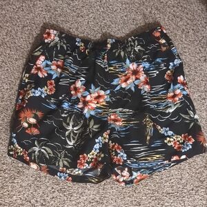 Faded Glory Black Hawaiian Hula & Floral Men's Swim Shorts